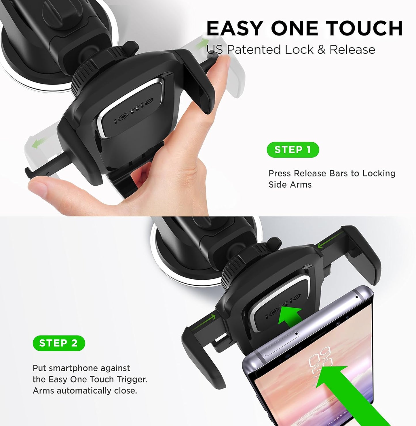 iOttie Easy One Touch Classic Dash & Windshield Universal Car Mount Phone Holder Desk Stand for -iPhone, Samsung, Moto, Huawei, Nokia, LG, Smartphones, Black