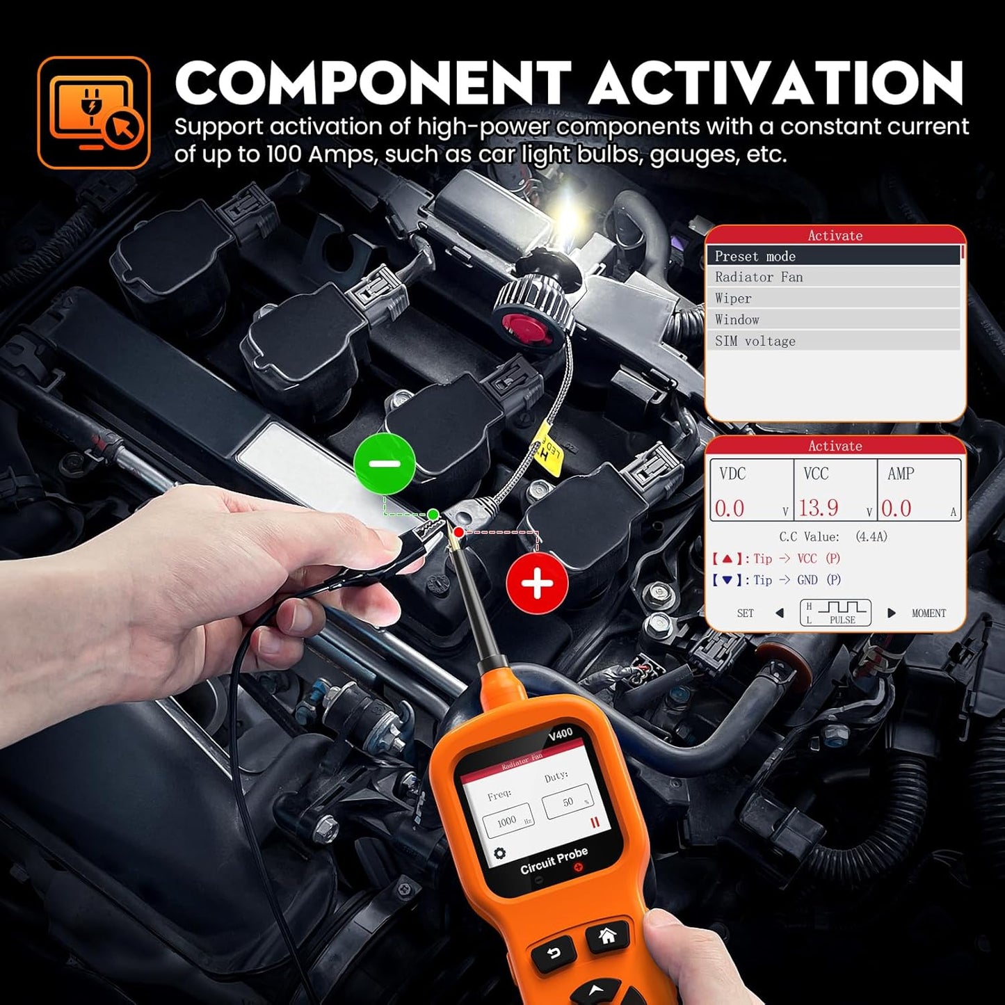 Power Circuit Probe Tool, Automotive Circuit Tester, 12-24V Electrical Short Open Breaker Circuit Finder, AC DC Voltage Trailer Relay Fuse Test