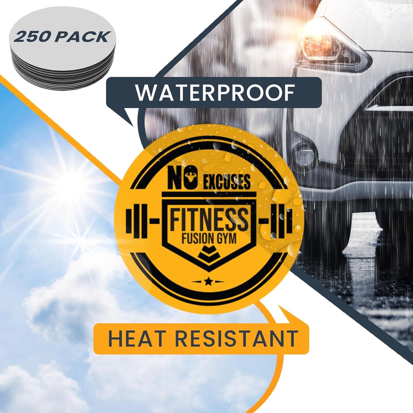 Magnet Me Up Customizable 30 Mil Round Magnet- 6”, 250 PK Weatherproof Car Magnet for Businesses, Sports Teams, Fundraiser, Personal Expression- Custom Text & Logo- Strong Magnetic Vinyl for Vehicles