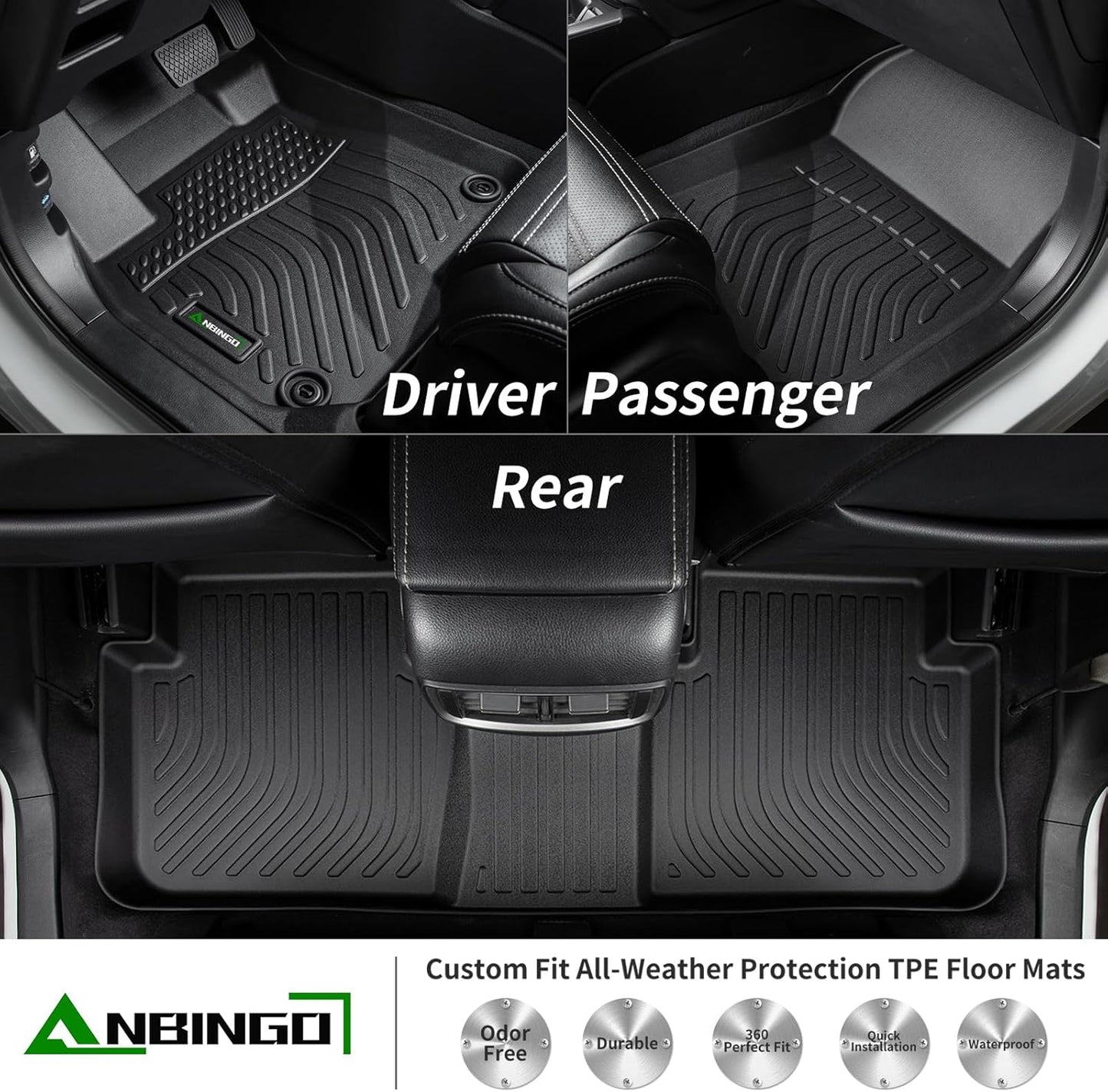 ANBINGO®-Floor Mats Custom for 2024 2025 Ford Ranger (SuperCrew Cab) All Weather for Ford Ranger Floor Mats Protection TPE Waterproof Ranger Car Floor Liners, for 2024 Ranger Accessories