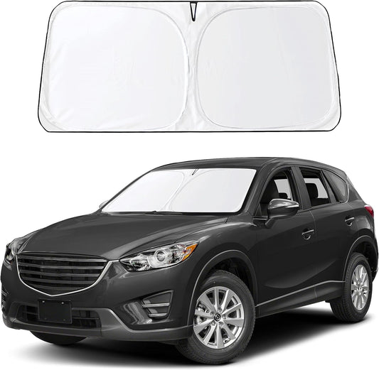for Mazda CX5-2017 2018 2019 2020 2021 2022 2023 2024 2025 EcoNour Car Windshield | Front Window Sun Visor for UV & Sun Heat with Storage Pouch | Car Interior Mazda CX5 Accessories