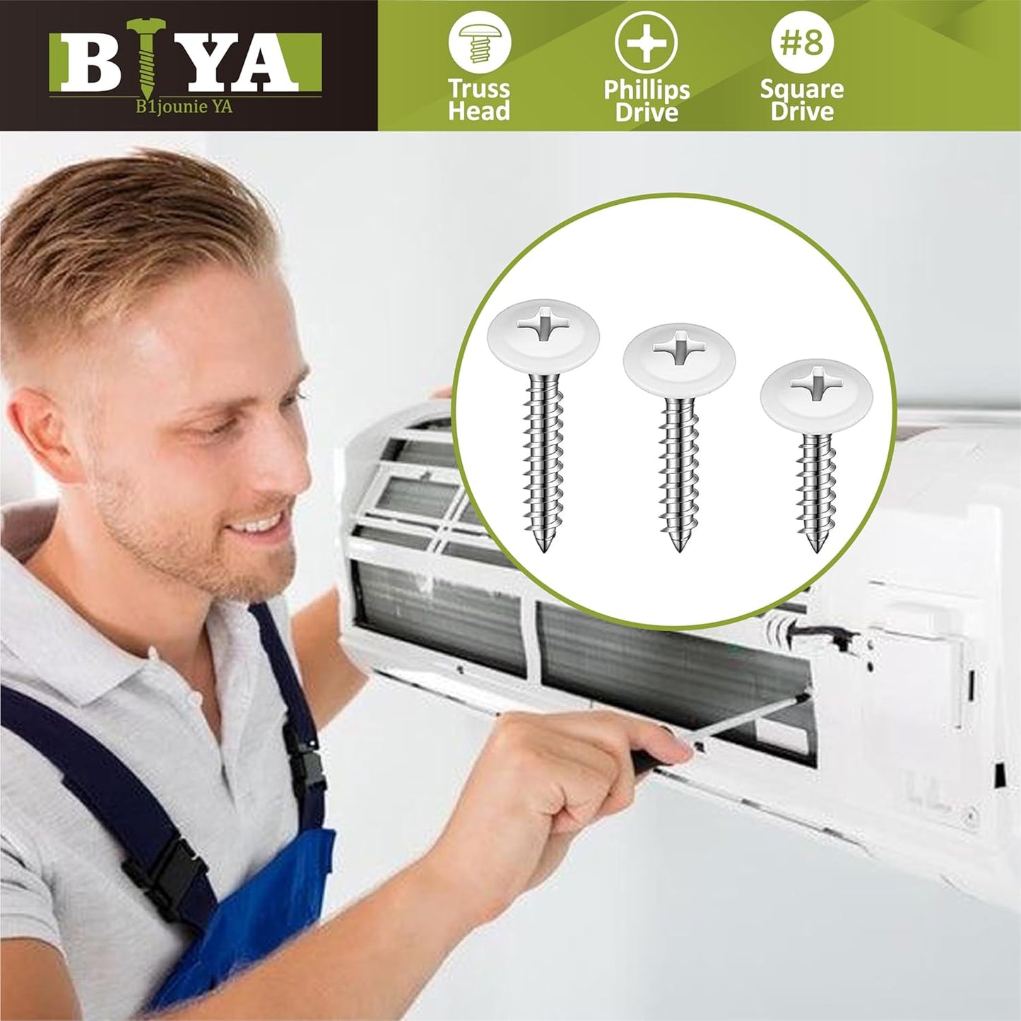 White Wood Screws, 180pcs Thread Truss Head Fast Self Tapping Pan Cabinet Screws for Wall Plates, 1/2 Inch, 3/4 Inch, 1 Inch