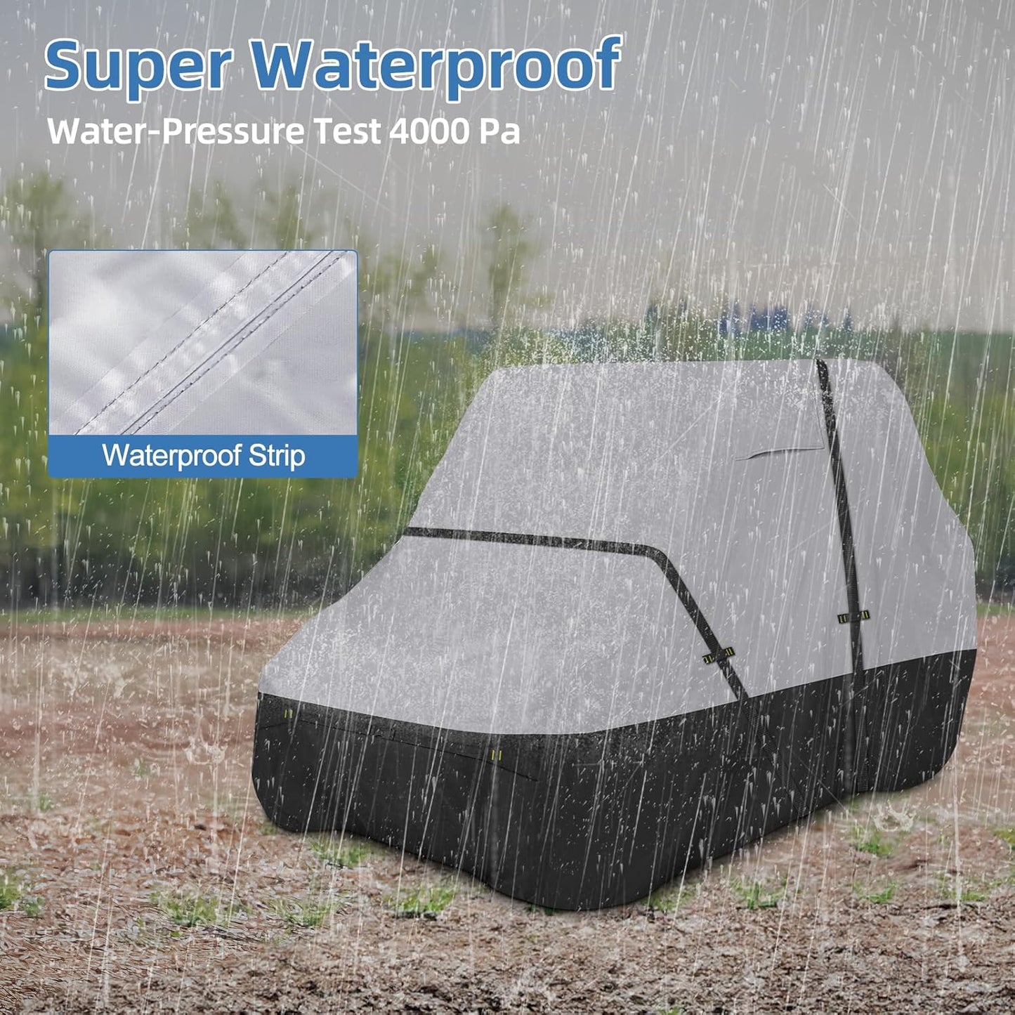 UTV Cover, Waterproof Side by Side Cover,2-3 Seaters Outdoor Storage Cover with Windproof Straps Compatible with Polaris, RZR, Honda, Can-Am, Yamaha 160" x70" x 80"