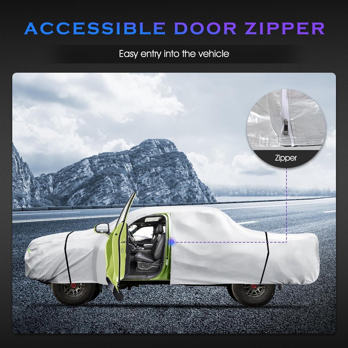 Car Cover Custom Fit for Toyota Tacoma 2005-2023,6 Layers Truck Cover Waterproof All Weather for Automobiles,Outdoor Full Exterior Cover,Rain, Sun, Wind Protection,Silver