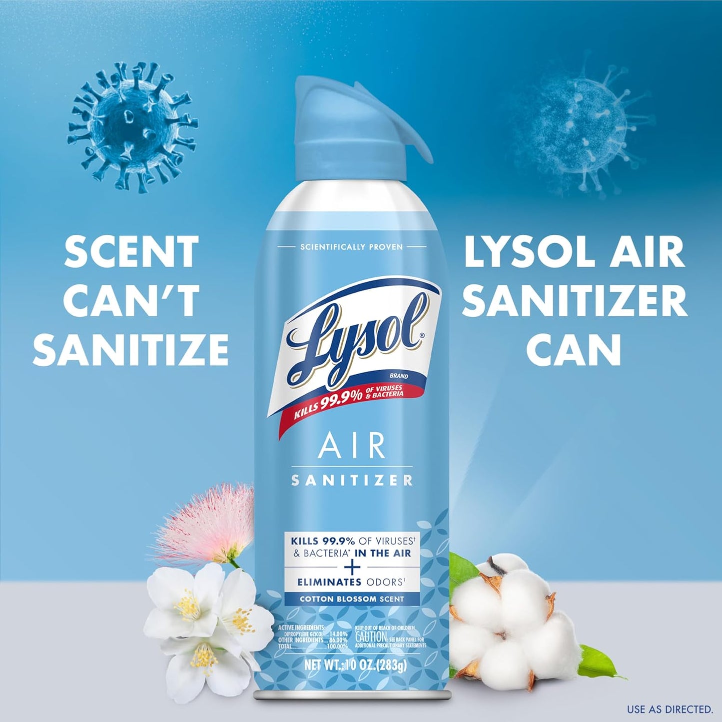 Lysol Air Sanitizer Spray with Odor Eliminator for Home & Office, Sanitizing Spray, Air Freshener Alternative, Cotton Blossom Scent, 10 oz (Pack of 3)