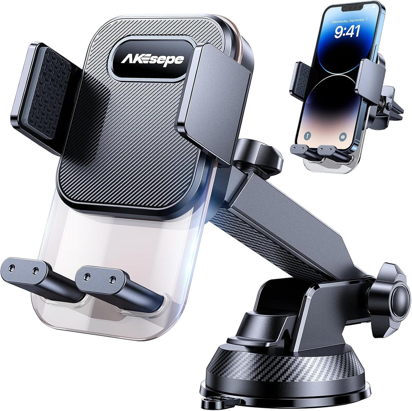 AKESEPE [Thick Cases Friendly [85+LBS Strongest Suction] Phone Holders for Your Car 2025 Upgraded Car Phone Holder Mount Truck Stand for Dashboard Windshield Vent for iPhone Samsung All Phones