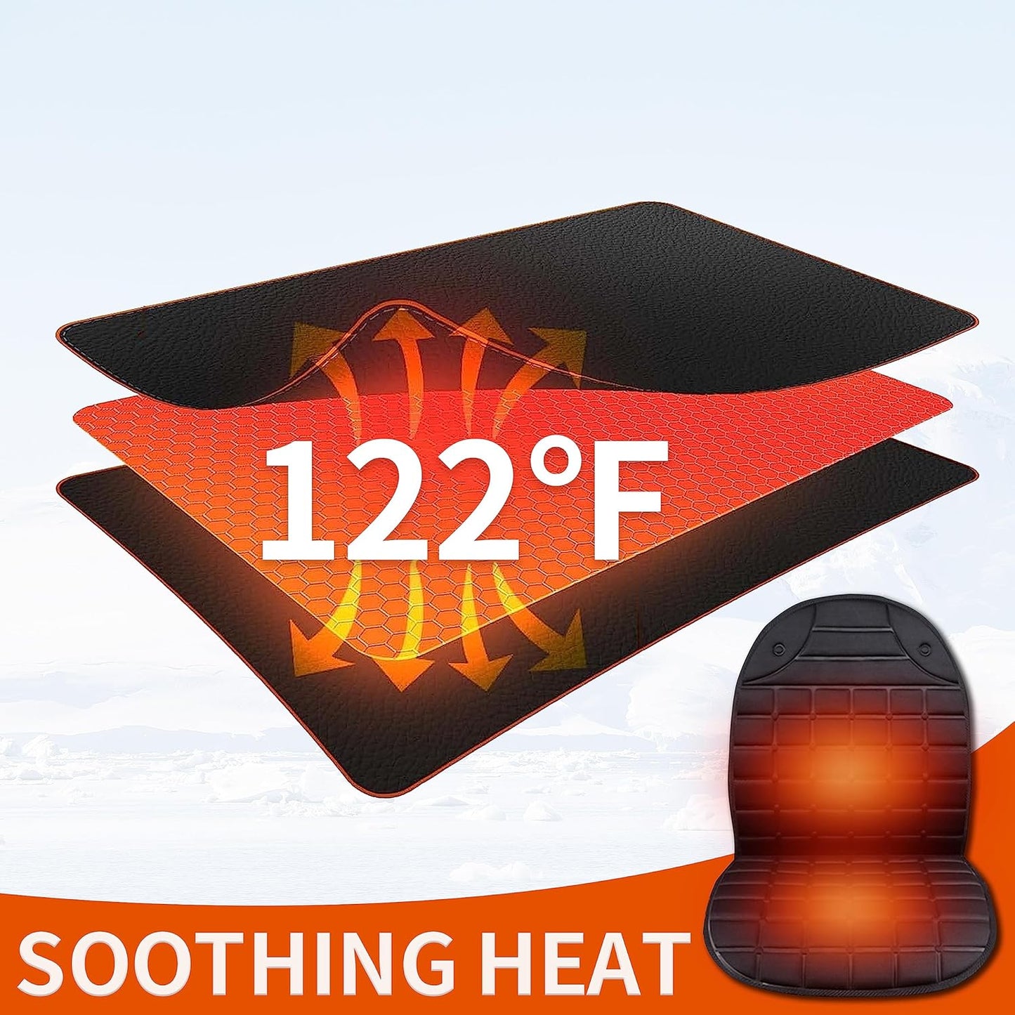 Heated Seat Covers, 2 Fast Heating Models Heated Seat Cushion Black