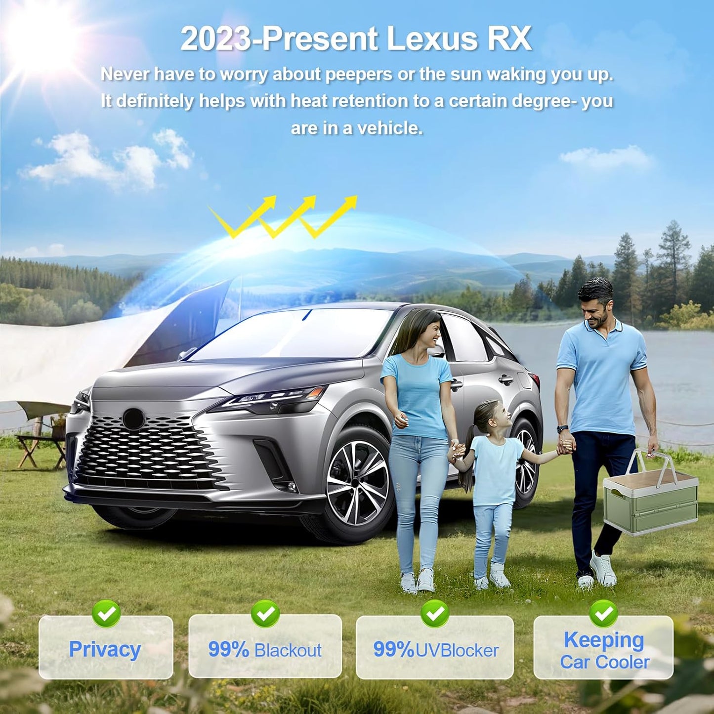 8pcs Car Window Shades for Lexus RX2023-Present Accessories,Windshield Side Rear Full Sunshade,Sun Visor UV Blocking, Privacy Protection and Blackout for Camping Outdoor