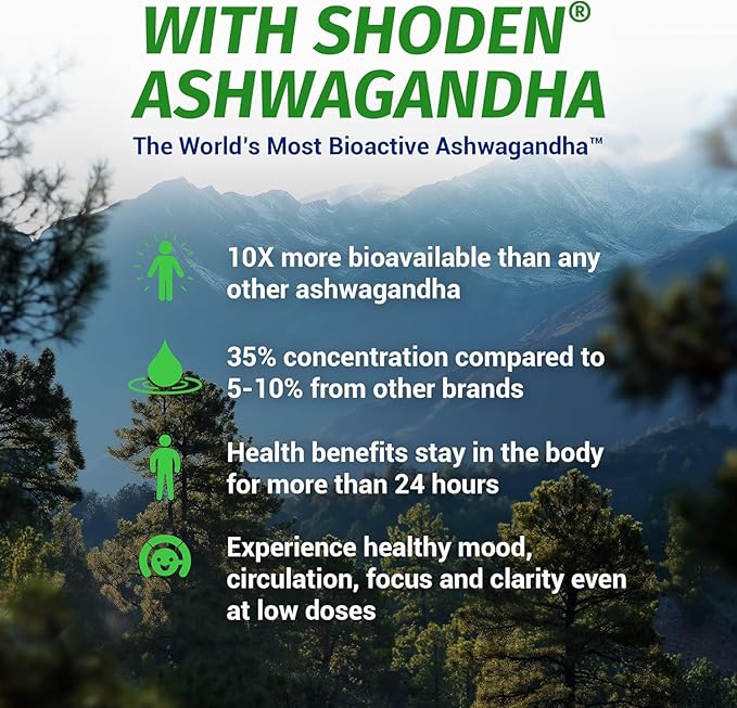 1 Body Ashwagandha Complex Supplement, Focus and Energy Support, 180 Vegan Capsules