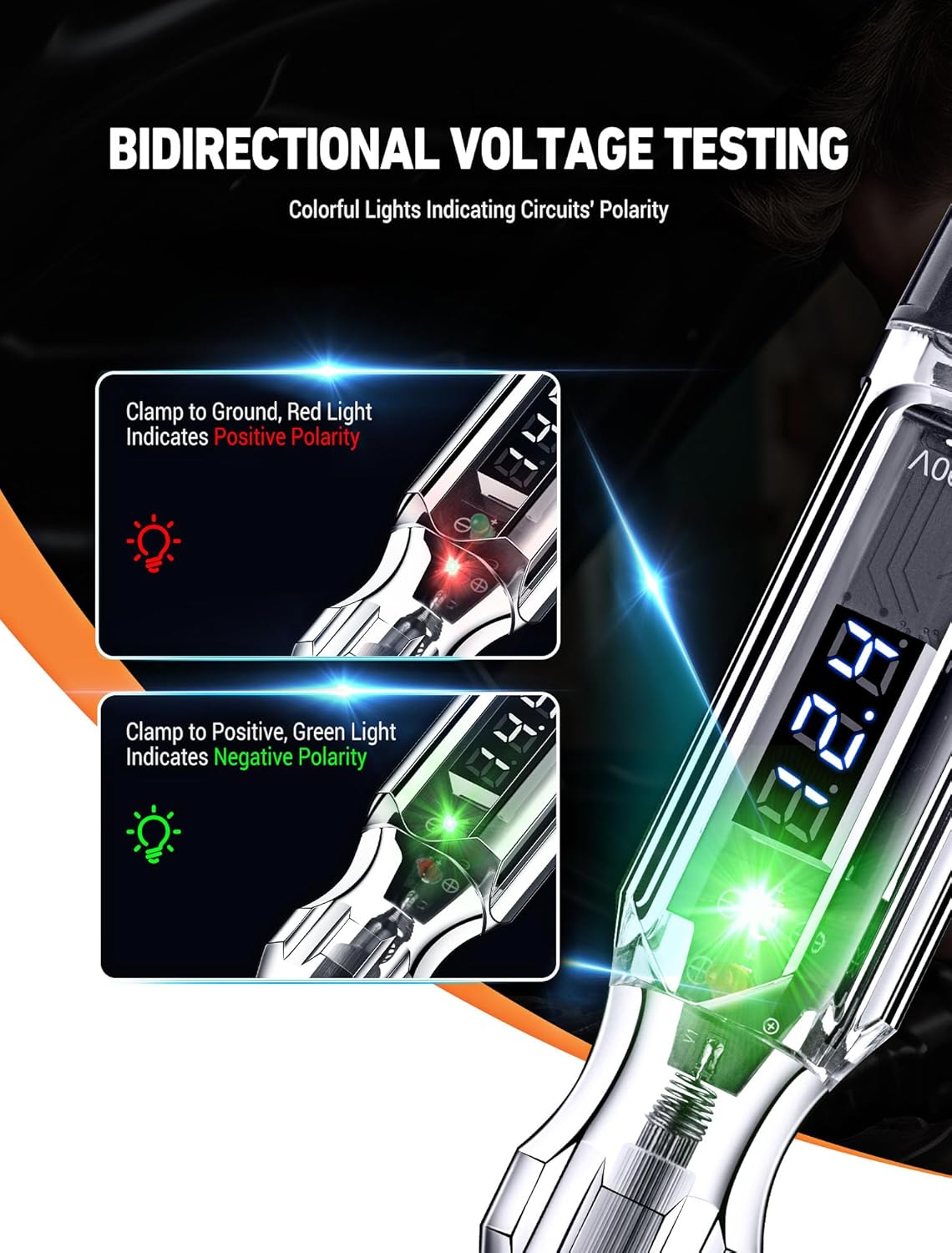Automotive Test Light, Heavy Duty 5-90V Digital LED Electrical Tester, Circuit Tester with 140 Inch PU Spring Wire, Voltage Tester Pen for Checking Vehicle Car Truck Motorcycle Boat
