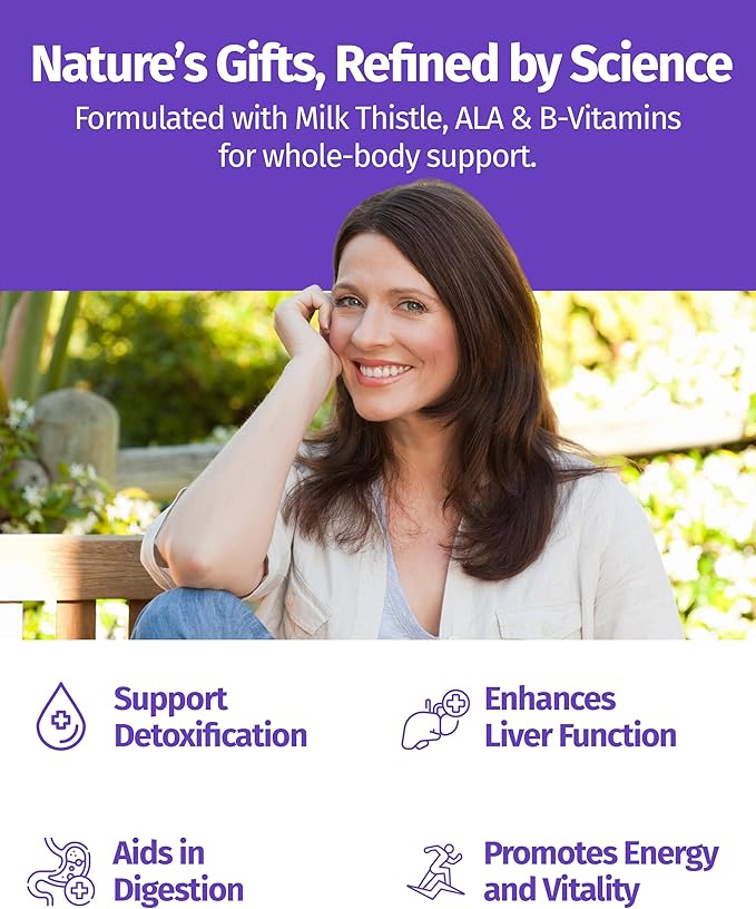 1 Body Liver Support Supplement – Milk Thistle, Dandelion Root & Artichoke for Liver Cleanse & Function, Natural Liver Health Formula, Non-GMO, Vegan 60 Capsules