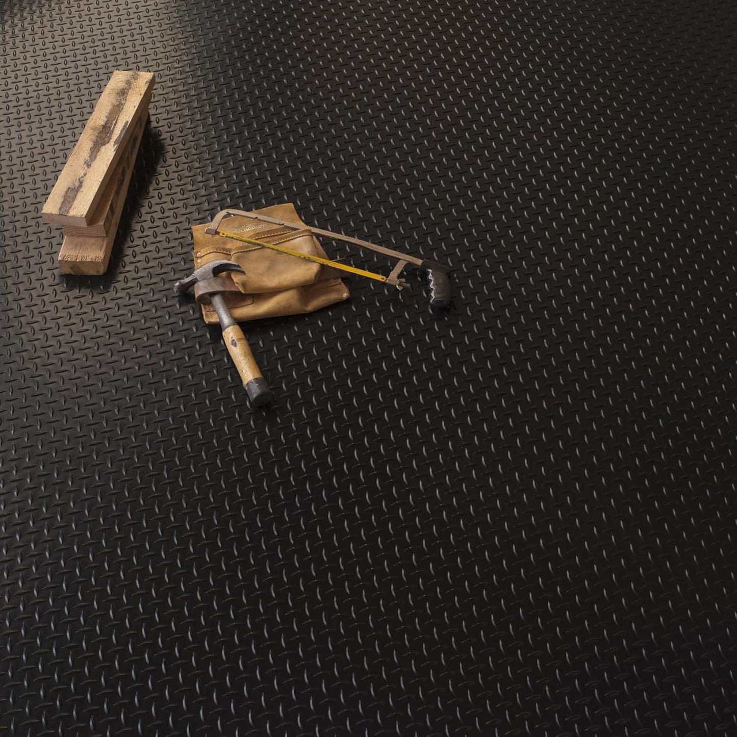 G-Floor Lite Diamond Tread Pattern Midnight Black Vinyl Rollout Garage Flooring Protector Mat for The Garage and Beyond - 7'6" x 14' Size