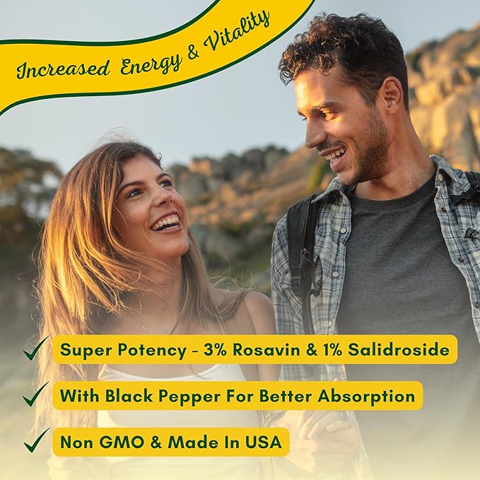 Rhodiola Rosea - 500mg - 180 Vegan Capsules - 3% Rosavin 1% Salidroside Extract - Non-GMO - with Black Pepper for Enhanced Absorption - 6 Month Supply - Supplement for Energy & Stamina
