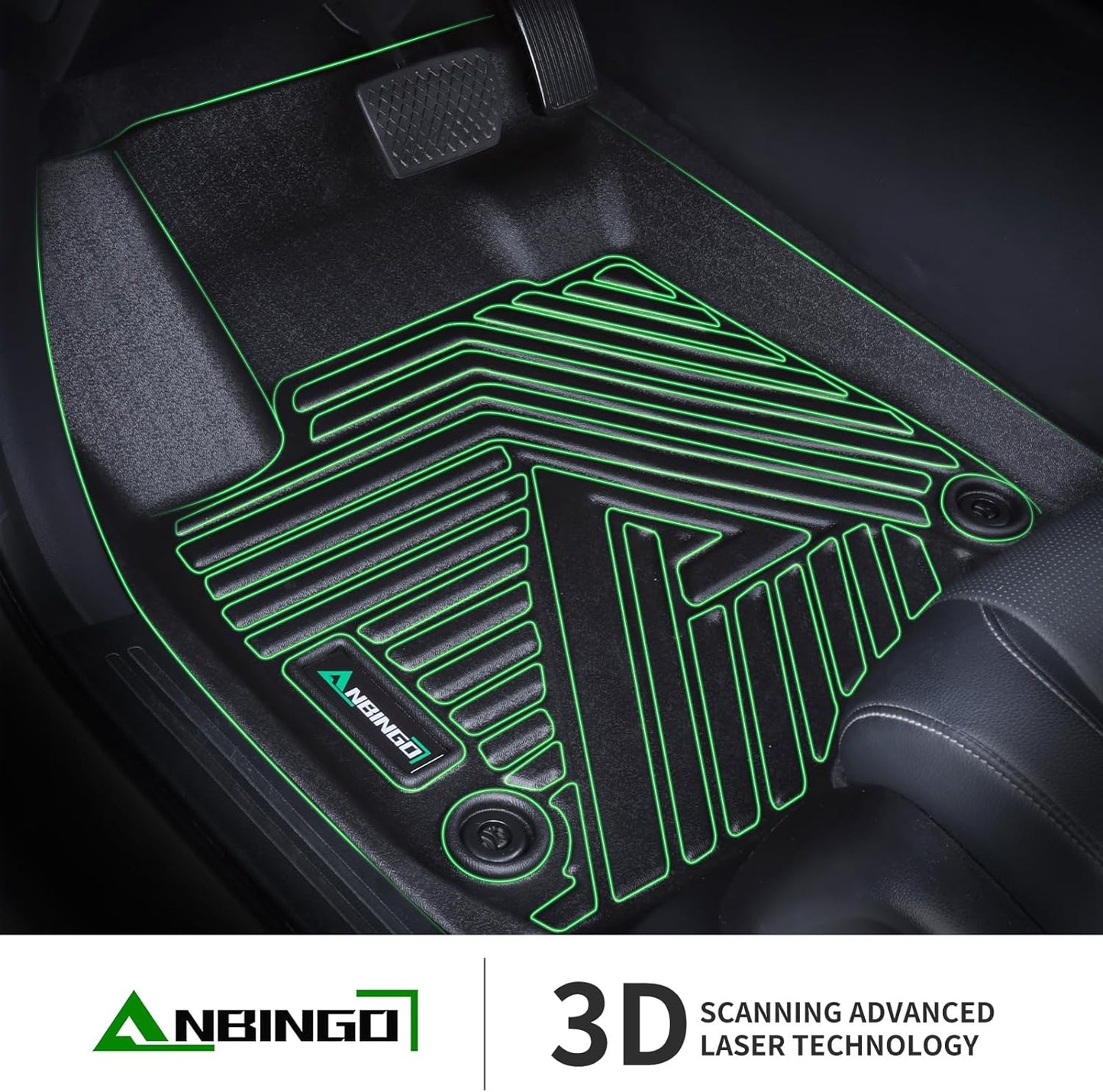 ANBINGO® Floor Mats & Cargo Liner for 2025 2024 2023 Mazda CX-50 AWD (Non Hybrid) | All Weather TPE CX50 Floor Liners | 1st & 2nd Row Custom Mats Full Set | CX50 Accessories - Black