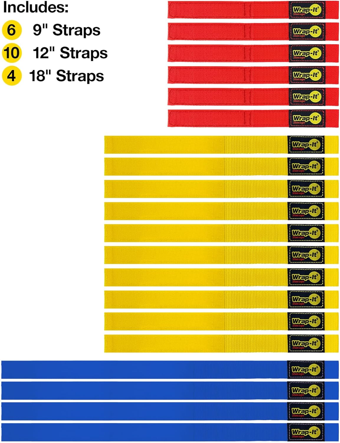 Quick-Straps by Wrap-It Storage - Assorted 20-Pack Multicolor - Hook and Loop Hose and Cable Organizers