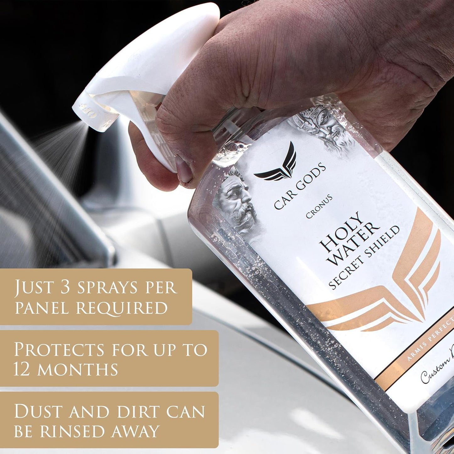 Car Gods Holy Water Secret Shield Polish, Paint Sealant, Protection Against Water and UV Damage, Hydrophobic Nano Coat Repels Dirt., 17 Fl Oz