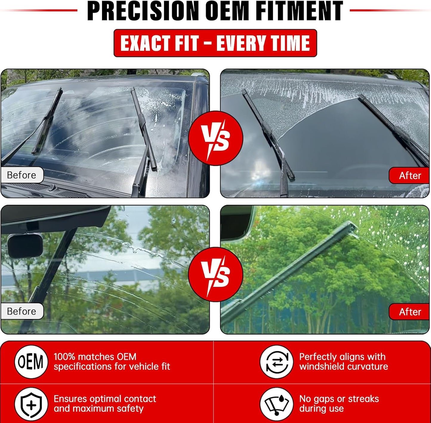 Windshield Wiper Blades Replacement for 2014-2023 Nissan Rogue / 2013-2020 Nissan Pathfinder Original Factory Quality Front Rear Wipers Blade Set for My Car - 26" 17" 12" (Pack of 3)