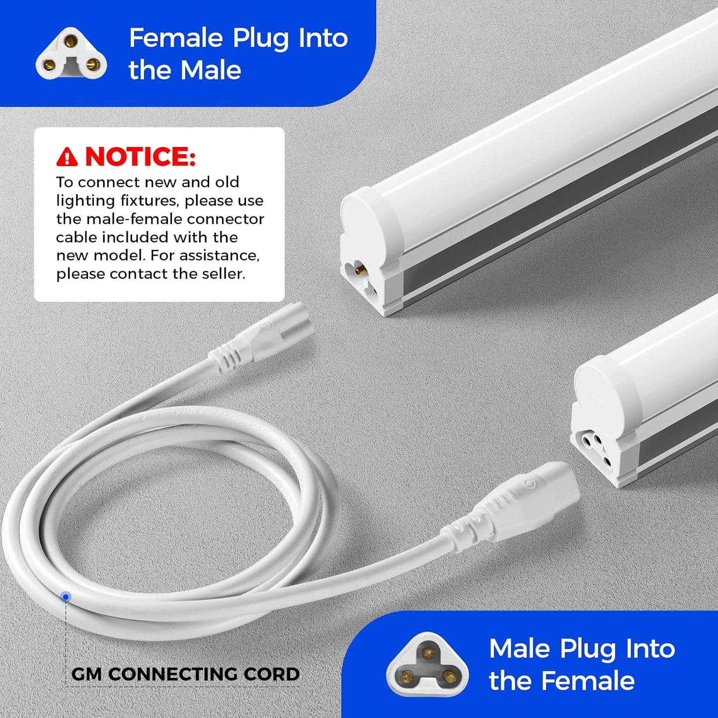 Barrina T5 LED Ceiling Light Fixtures, 2FT, 5000K (Daylight White), 1100LM, 10W, Corded Electric with Built-in ON/Off Switch, Linkable LED Shop Lights for Garage, Workshop, ETL Listed, 6 Packs