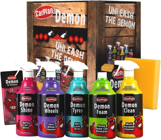 Demon 7 Piece Car Care Gift Pack - Includes Demon Shine, Wheels, Foam, Tyres & More