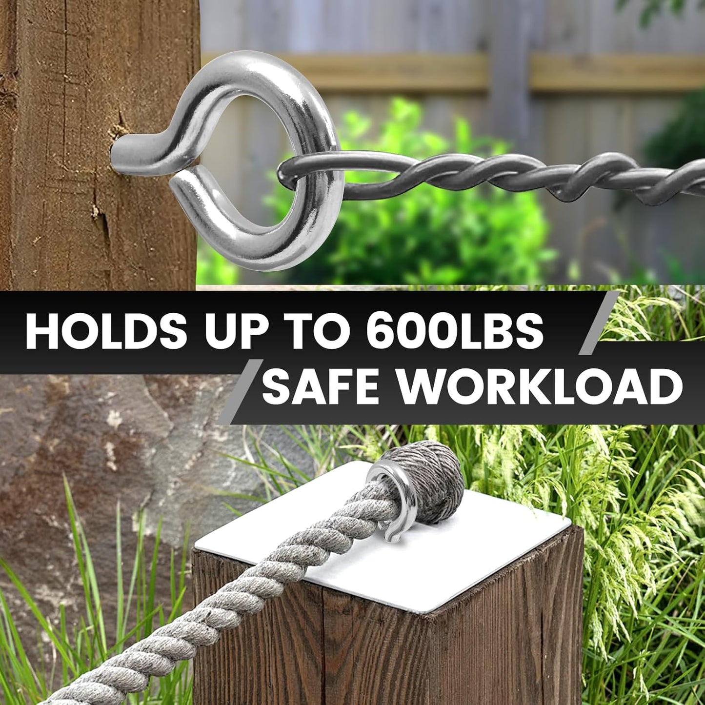 8Pcs Self Tapping Eyelet Screw Eye Bolt，4 Inch Heavy Duty Screw Eyes Hooks ，M8 Wooden Large Screw Eye Hook，Load Capacity 500 Lbs for Hammock ，Yoga，Heavy Indoor Outdoor Uses (8, M8-4 INCH)