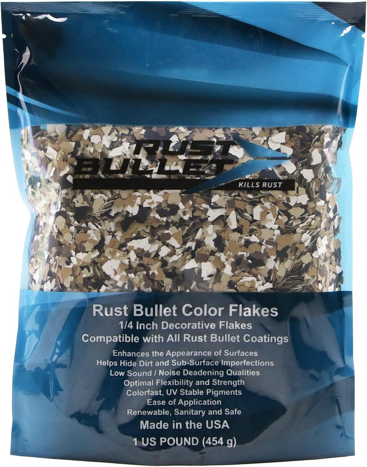 RUST BULLET Decorative Color Flakes - Autumn Brown - Customize Concrete Floors with 1 LB of Durable, UV-Resistant Vinyl Chips for Stunning, Long-Lasting Designs