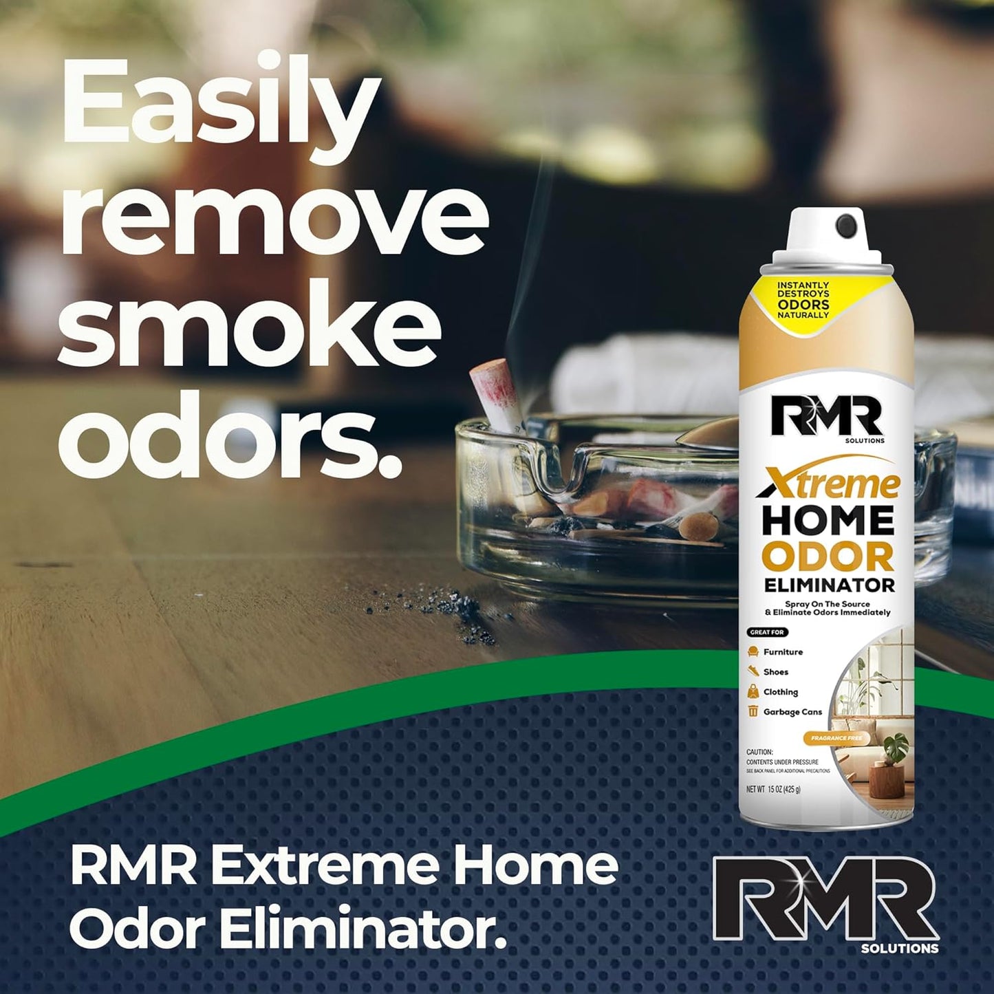 RMR Xtreme Home Odor Eliminator Spray - Neutralize Furniture, Clothing, Shoes, Garbage Cans, and More, 15 Ounces, Unscented