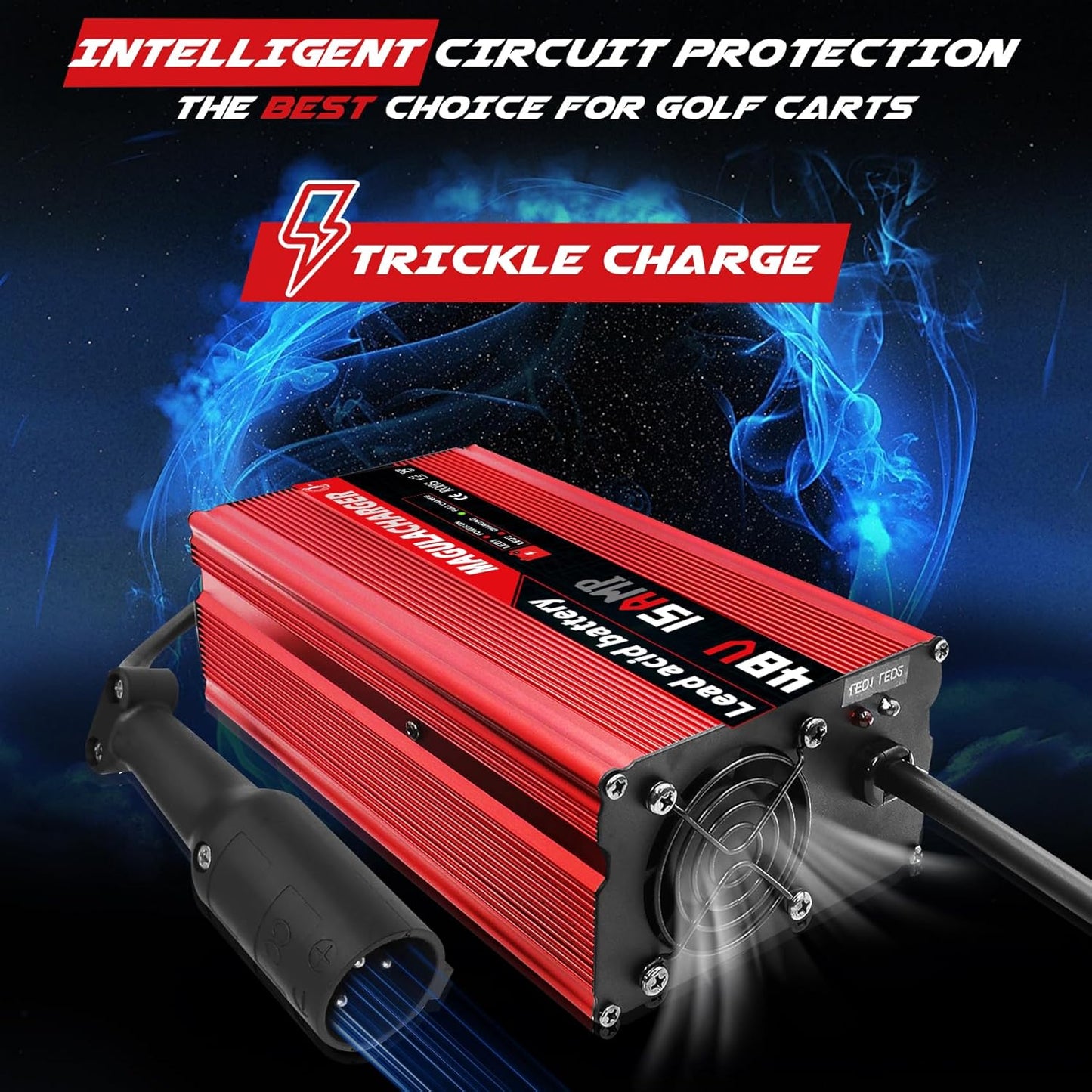 Magula 48 Volt 15 Amp Golf Cart Battery Charger for Club Car DS&Precedent,with Trickle Charge,Only 5 Lbs, 4-6 H Full Charge,Replace Club car Charger 48 Volt