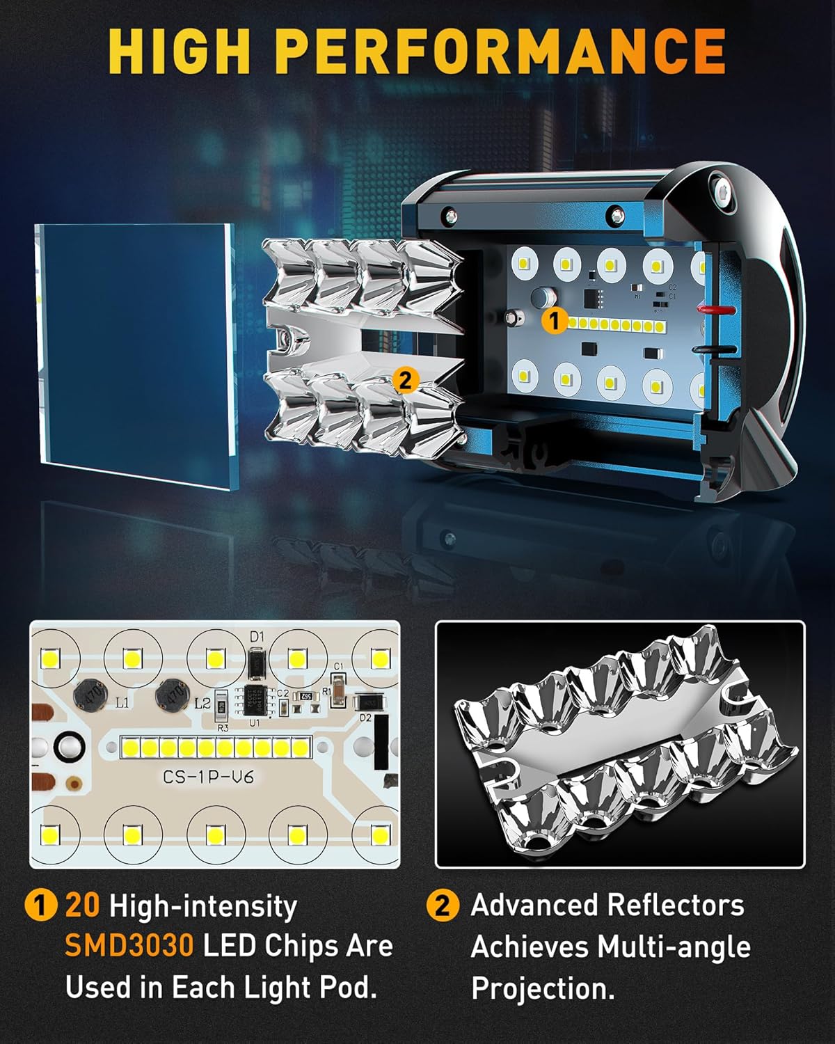 NAOEVO 4 Inch LED Pod Lights, 480W 48,000LM LED Fog/Driving/Off Road Lights with Spot Flood Combo, Cube Pods for Truck Boat ATV UTV Pickup, 8 Pcs (White)