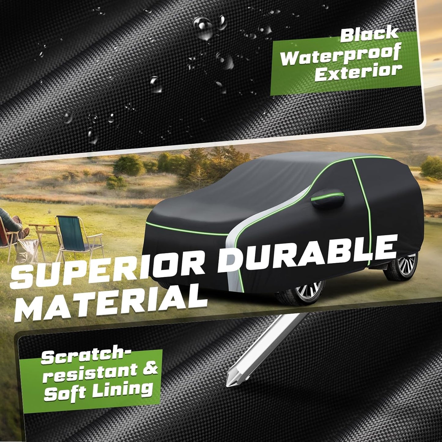 Mixsuper Liner Car Cover for Toyota 4Runner 2002-2026, 7 Layers Waterproof Car Cover Accessories for 4Runner with Zipper Door, Windproof Straps, Reflective Strips, Anti-UV, All Weather