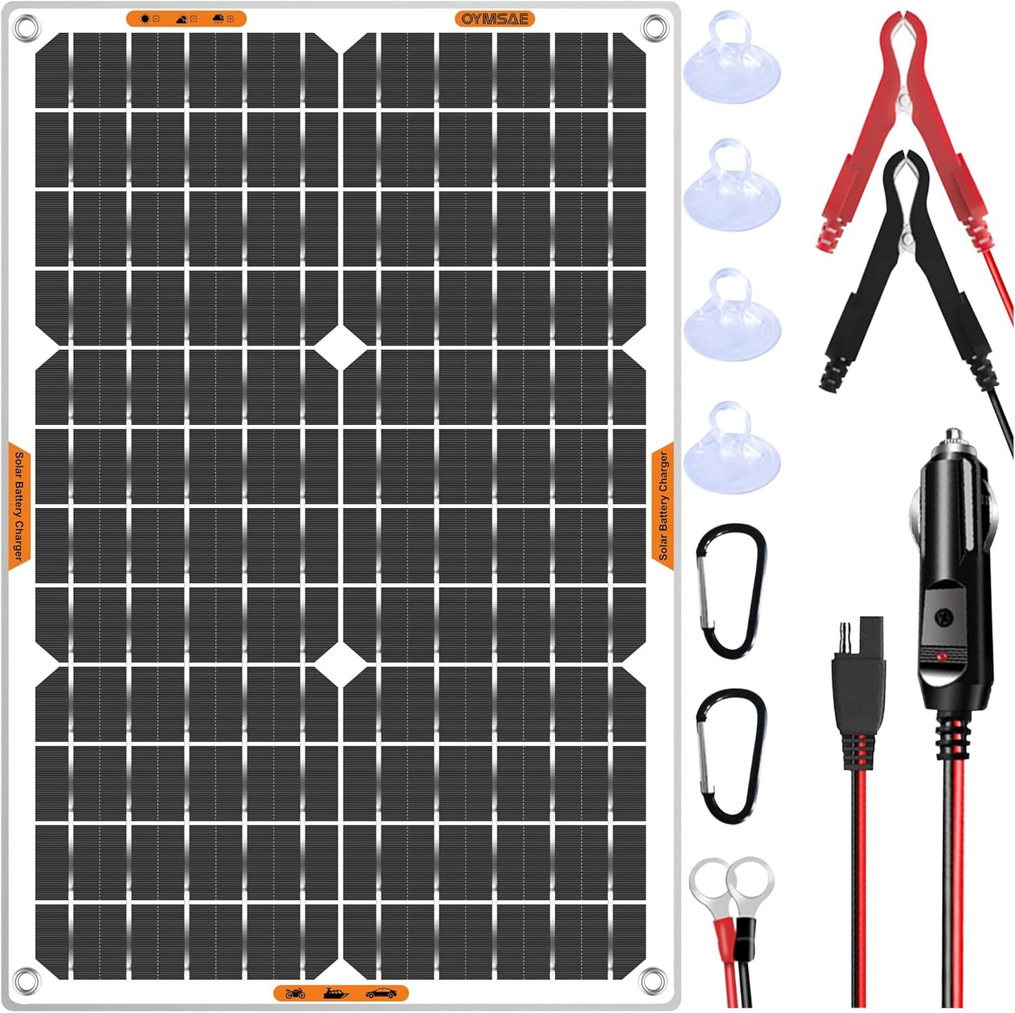 OYMSAE 30W 12V Solar Battery Charger Waterproof Solars Battery Maintainer,Portable Solar Panel Charger with Upgraded MPPT Controller for Car, Motorcycle, Boat, Marine, RV, Trailer, Tractor,Truck, etc