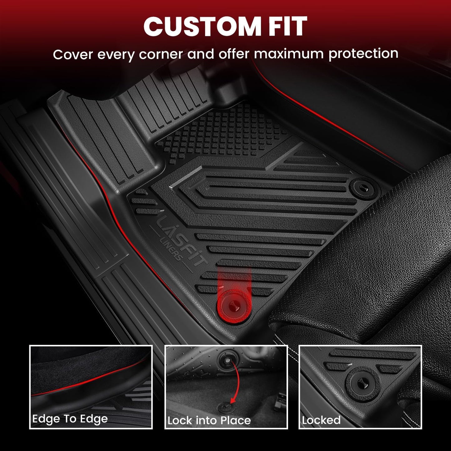 LASFIT Floor Mats & Cargo Mat Fit for Mazda CX-30 2025-2020 Custom Fit TPE All Weather Car Mats 2025 2024 2023 2022 2021 2020 Floor Liners & Trunk Mat Full Set Accessories for Mazda CX30, Black