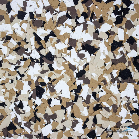 RUST BULLET Decorative Color Flakes - Autumn Brown - Customize Concrete Floors with 1 LB of Durable, UV-Resistant Vinyl Chips for Stunning, Long-Lasting Designs
