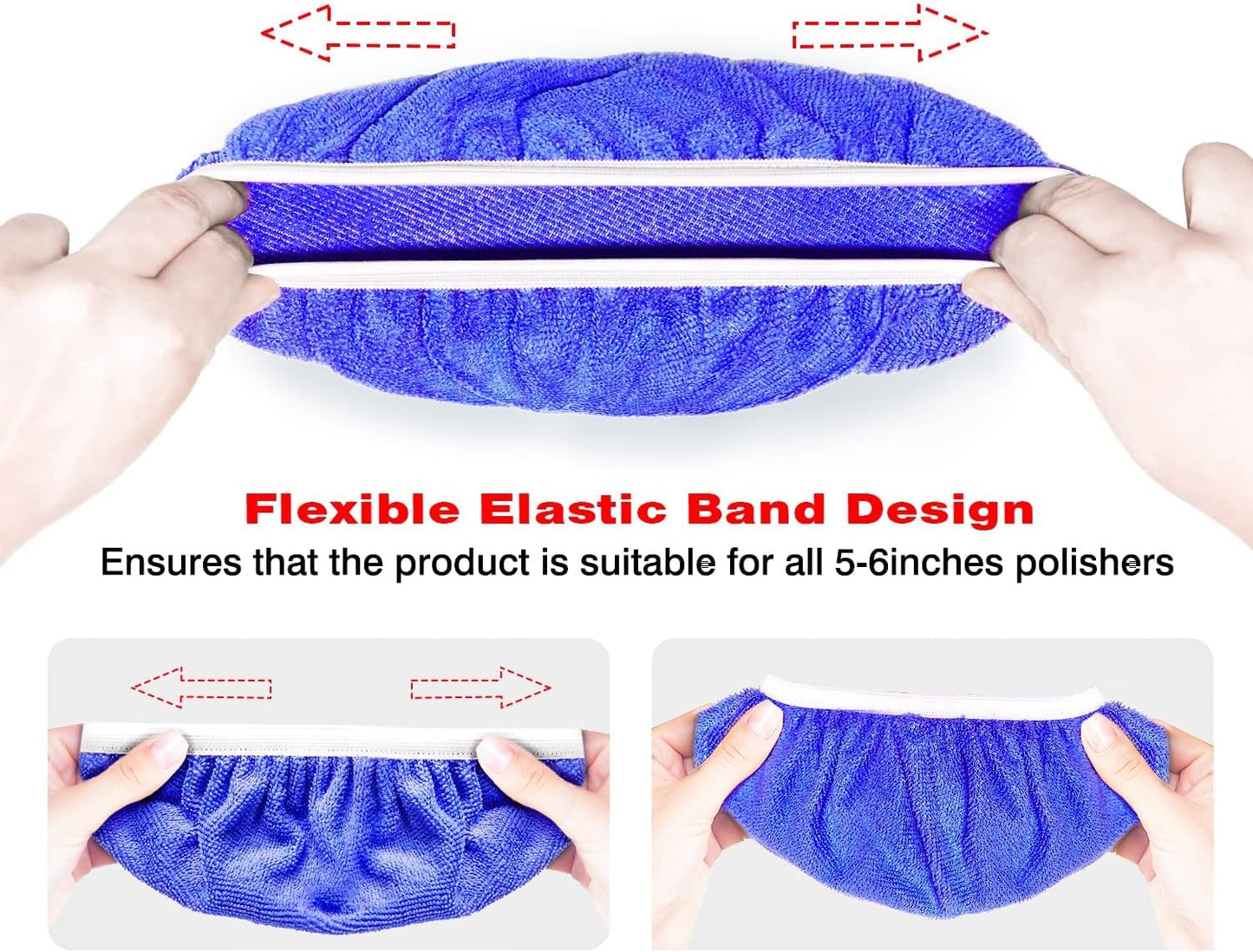 7 to 8 Inch Car Polisher Pad Bonnet, 15Pcs Car Polishing Bonnet Buffing Pads, 10*Microfiber+5*Woollen