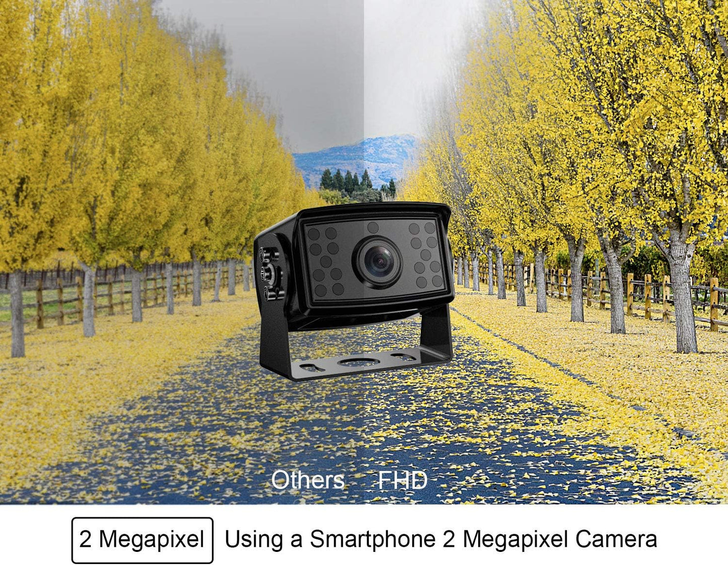 Fookoo Ⅱ 7" 1080P Wired Backup Camera System, 7-inch HD Dual Split Screen Monitor W/Recording IP69 Waterproof Front/Rear View Cameras Parking Lines for Truck/Trailer/RV (FHD2)