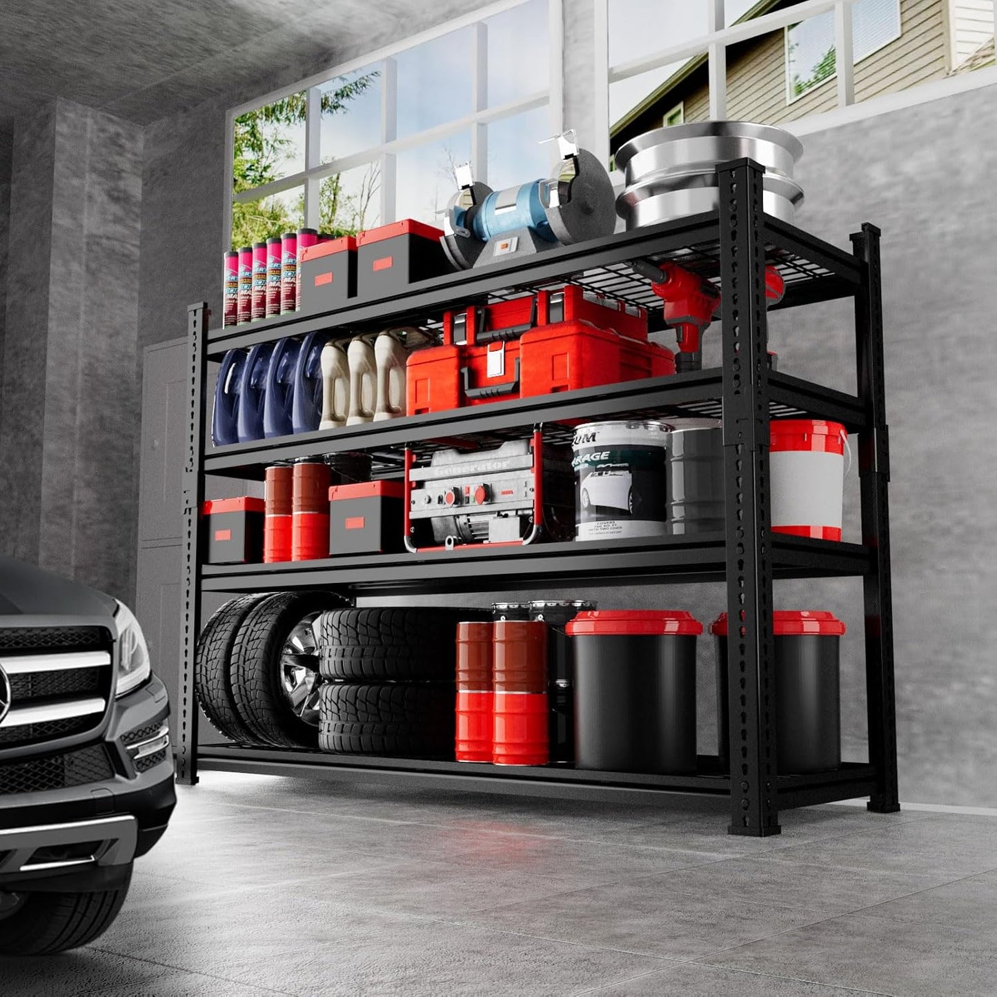 Storage Shelves 3PCS, Garage Shelving Heavy Duty 2640LBS Capacity, 48"L x 18"W x 60"H Adjustable Metal Shelving Organizer Wire Rack, 4 Tier Utility Shelf Unit for Pantry Closet Warehouse Organization