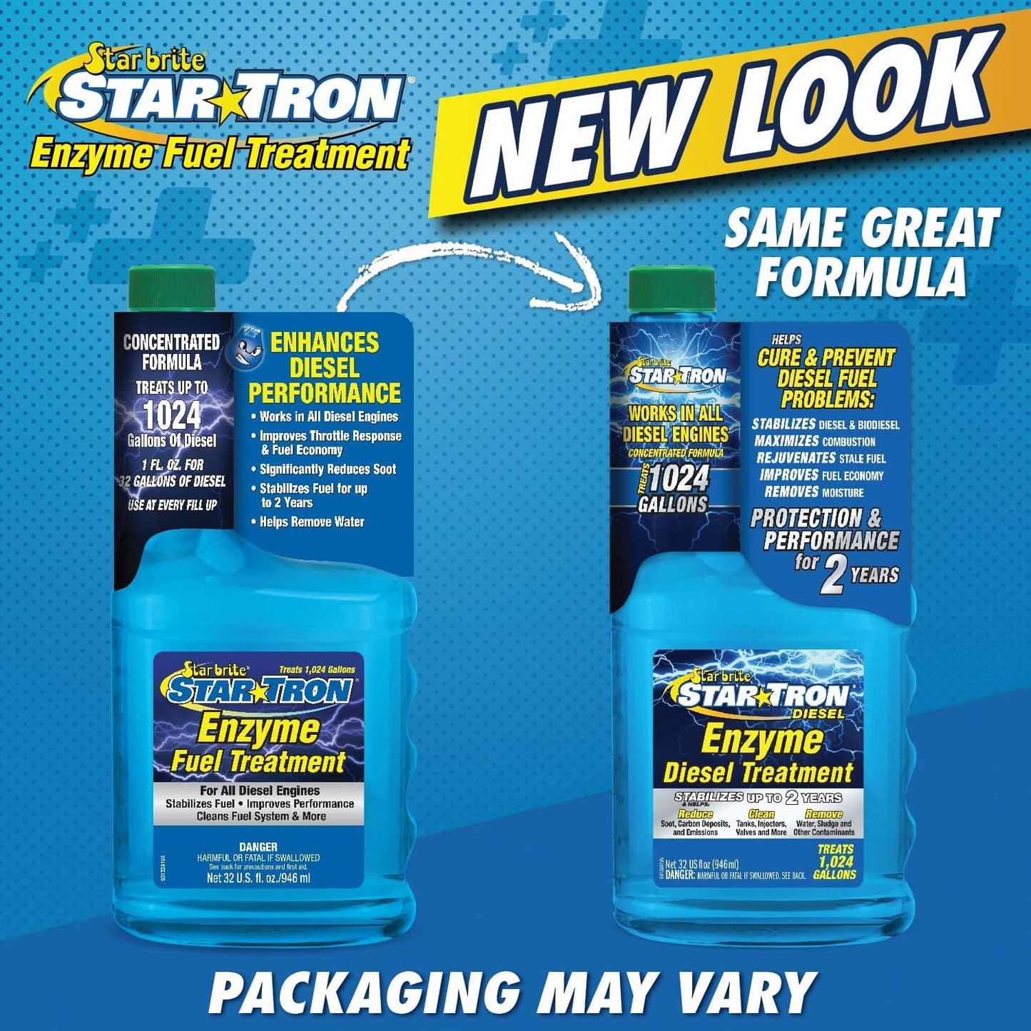 Star Tron Super Concentrated Diesel Formula - Enzyme Fuel Treatment for Enhanced Engine Performance - 1 Oz Treats 32 Gallons - Stabilize & Rejuvenate Diesel, Biodiesel & All Regular Gasoline