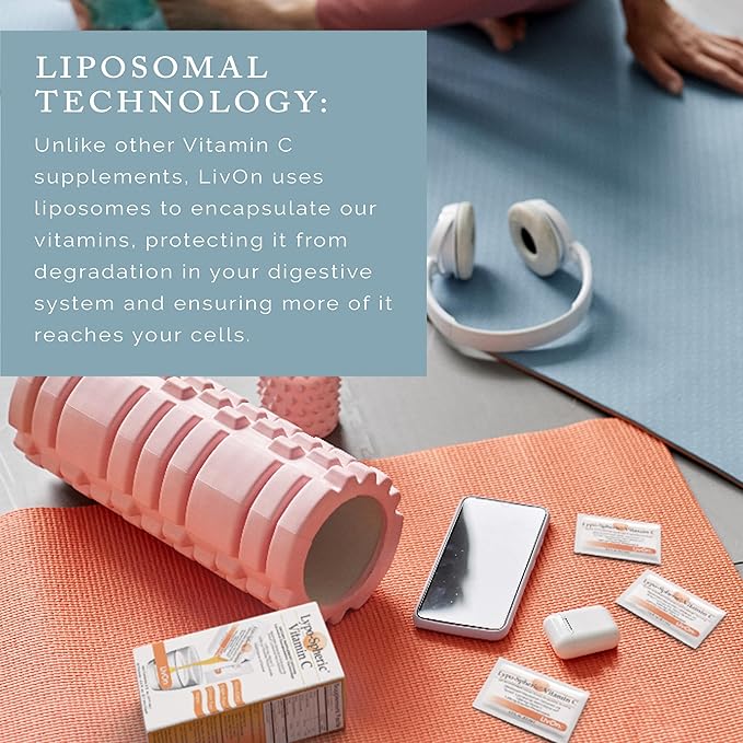 LivOn Laboratories Lypo–Spheric Vitamin C – 1,000 mg Vitamin C & 1,000 mg Essential Phospholipids Per Packet – Liposome Encapsulated for Improved Absorption – Non–GMO(12 Cartons,360 Packets)