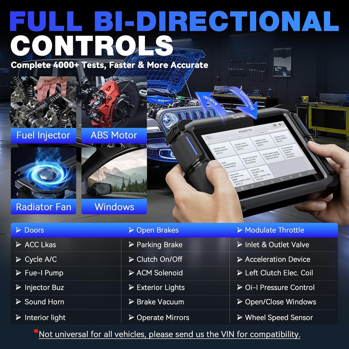 VDIAGTOOL Bidirectional Scan Tool VD70, OBD2 Scanner Diagnostic Tool with ECU Coding, 36+ Resets, PMI, FCA AutoAuth, All System, CAN FD & DoIP, V.A.G. Guide, 3-Year Update