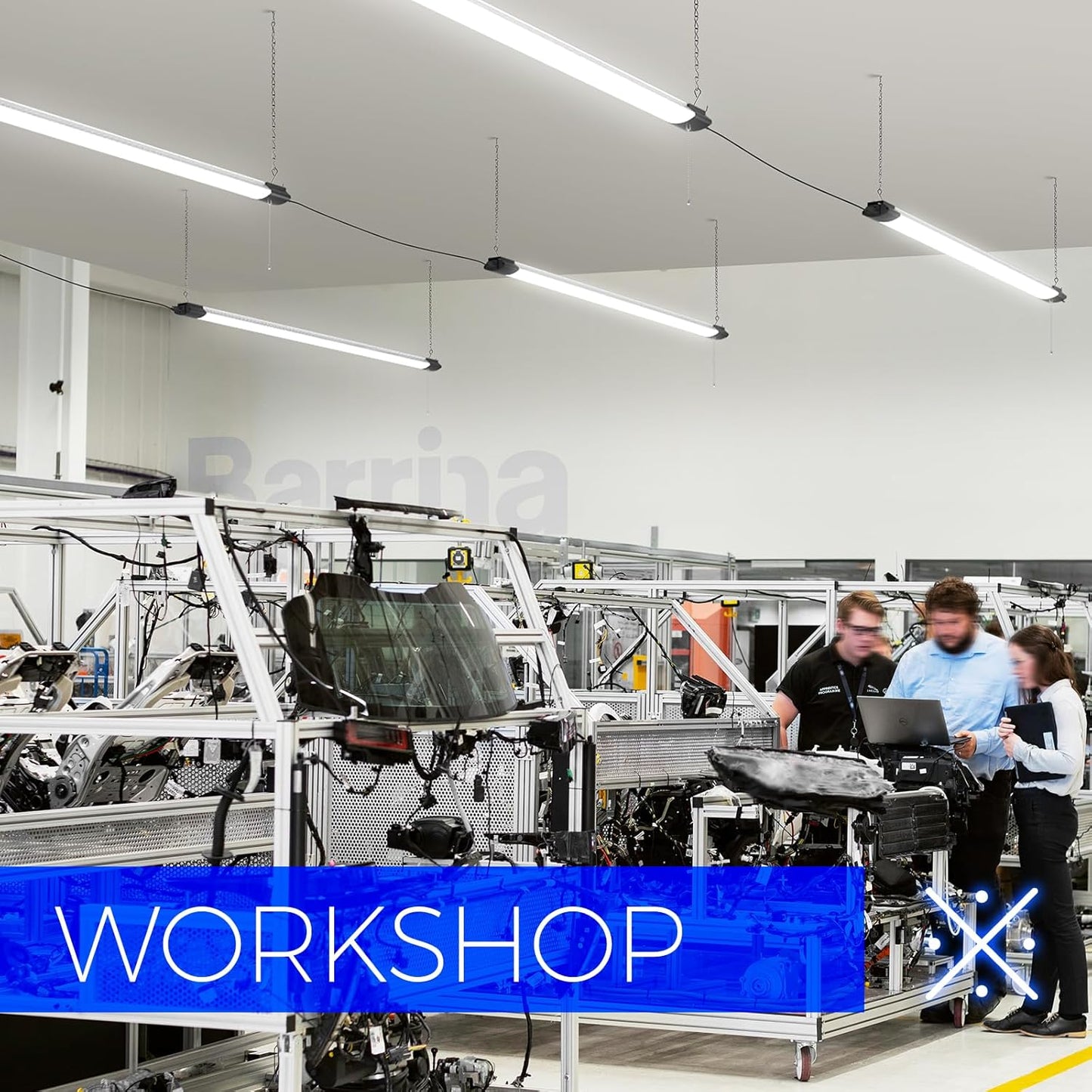 Barrina LED Shop Light for Garage, 10000LM, 84W, 4FT, 5000K Linkable Light Fixture for Workshop, Basement, Hanging or Flush Mount, Heat Dissipation with Pull Chain Switch, ETL,1 Pack