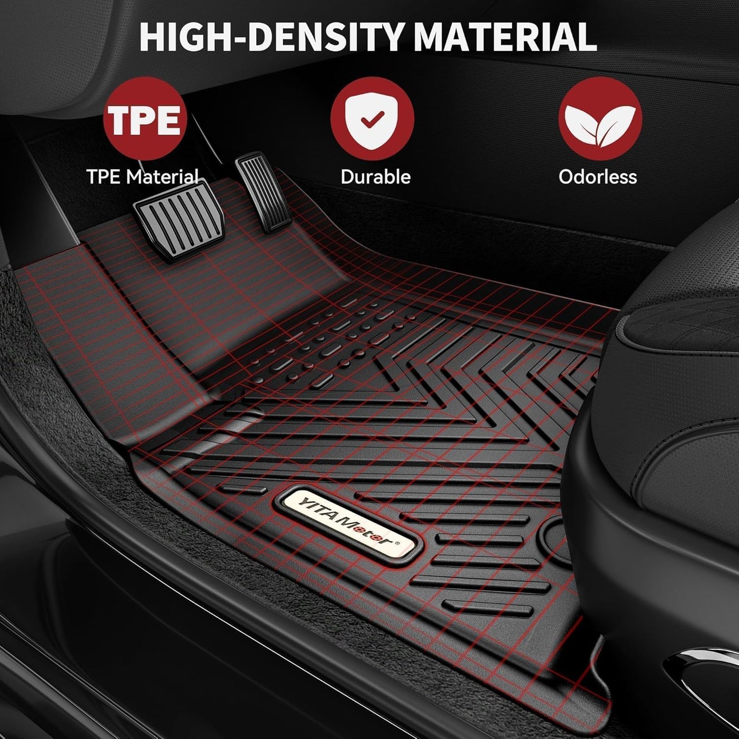 YITAMOTOR Floor Mats and Cargo Mats for 2022 2023 2024 2025 Jeep Grand Cherokee (Include 4xe NOT for L or WK), TPE All Weather 1st & 2nd Rows and Trunk Full Set Floor Liners, Black