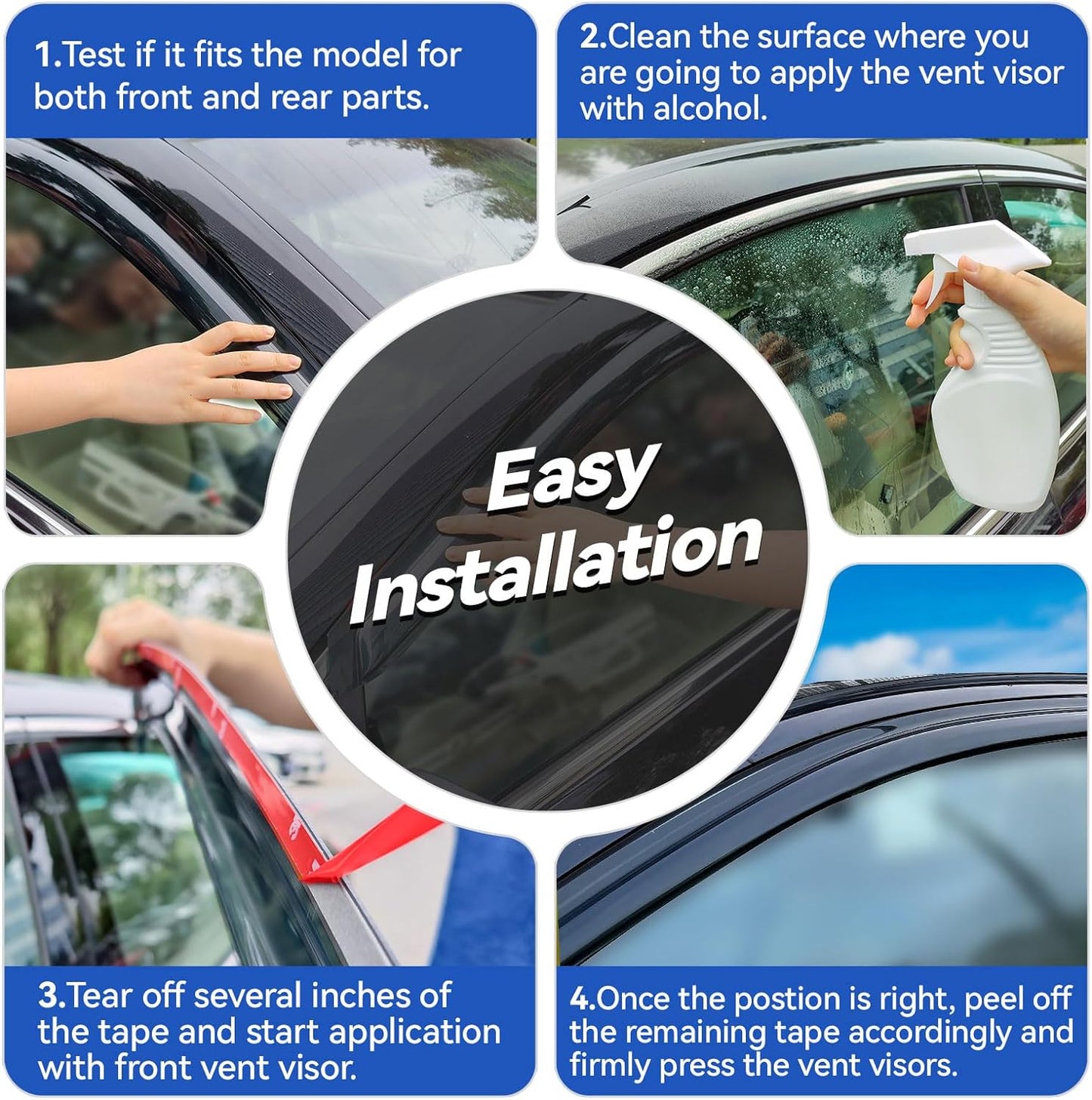 Window Visors Rain Guards Shield for 2007-2012 Nissan Sentra, Out-Channel Window Vent Wind Deflectors Visors Shades for 07-12 Nissan Sentra