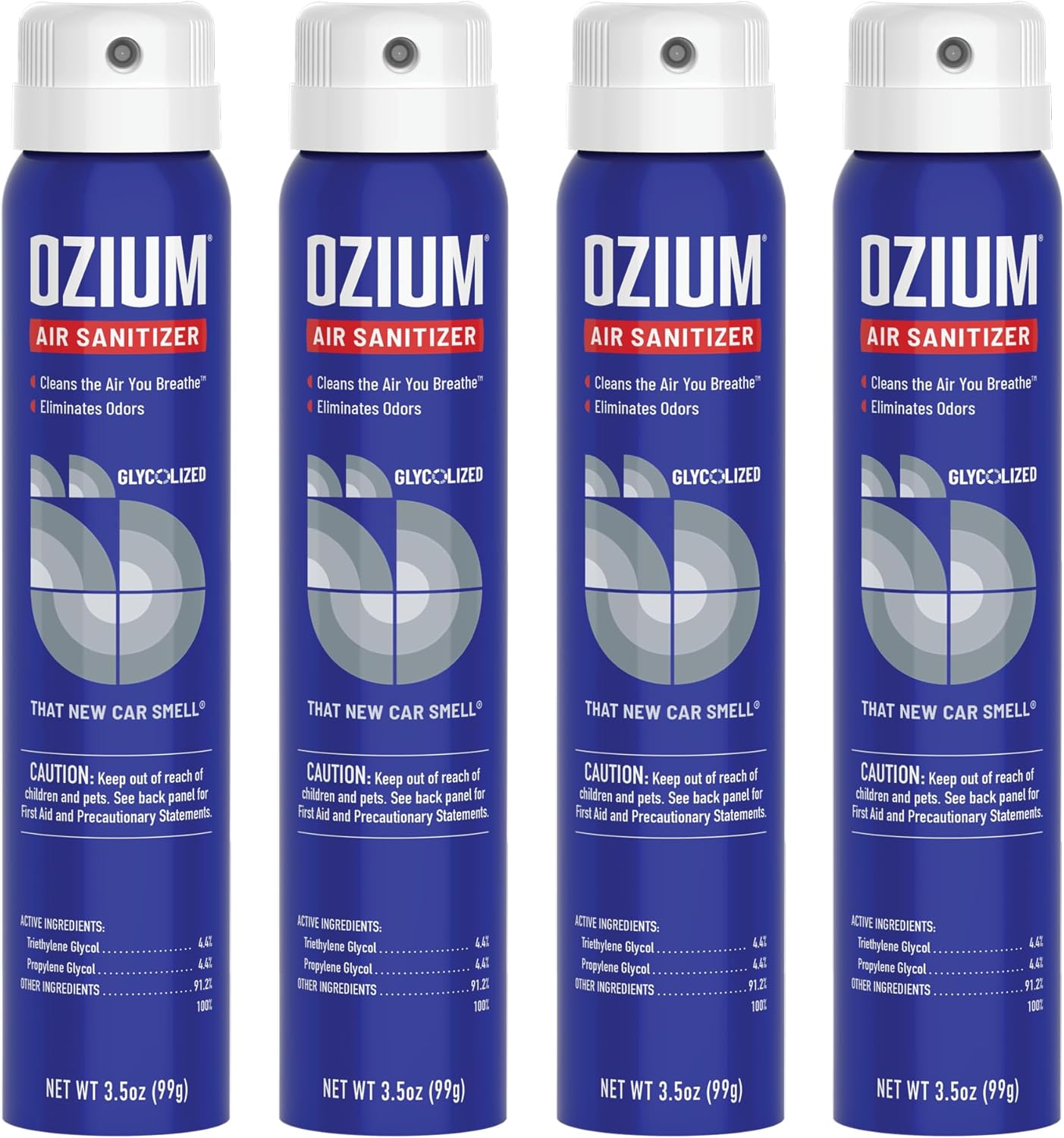 Ozium 3.5 Oz. Air Sanitizer & Odor Eliminator for Homes, Cars, Offices and More, New Car Scent, 4 Pack (OZM-22-4)