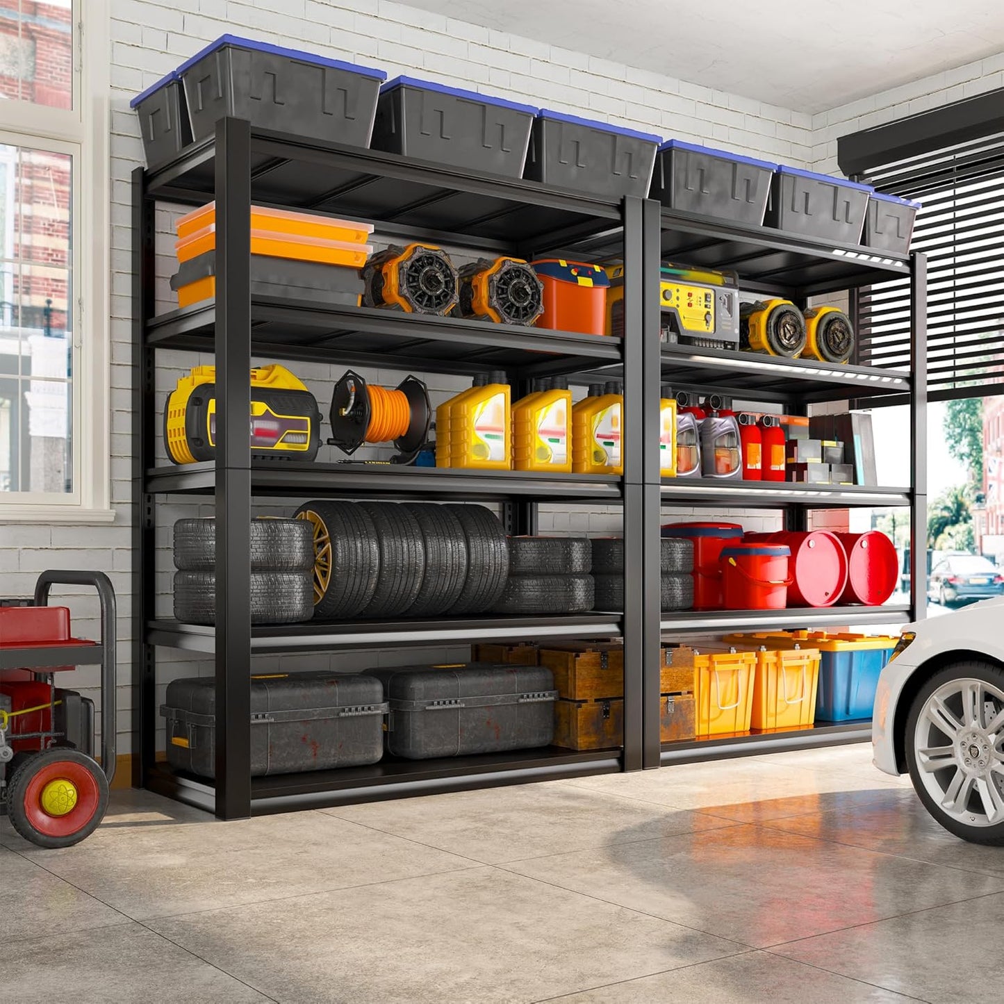 REIBII 2500LBS Garage Shelving 72" H Storage Shelves 39.8" W Metal Shelving Adjustable Garage Storage Shelves 5 Tier Heavy Duty Shelf for Basement Pantry Kitchen Warehouse