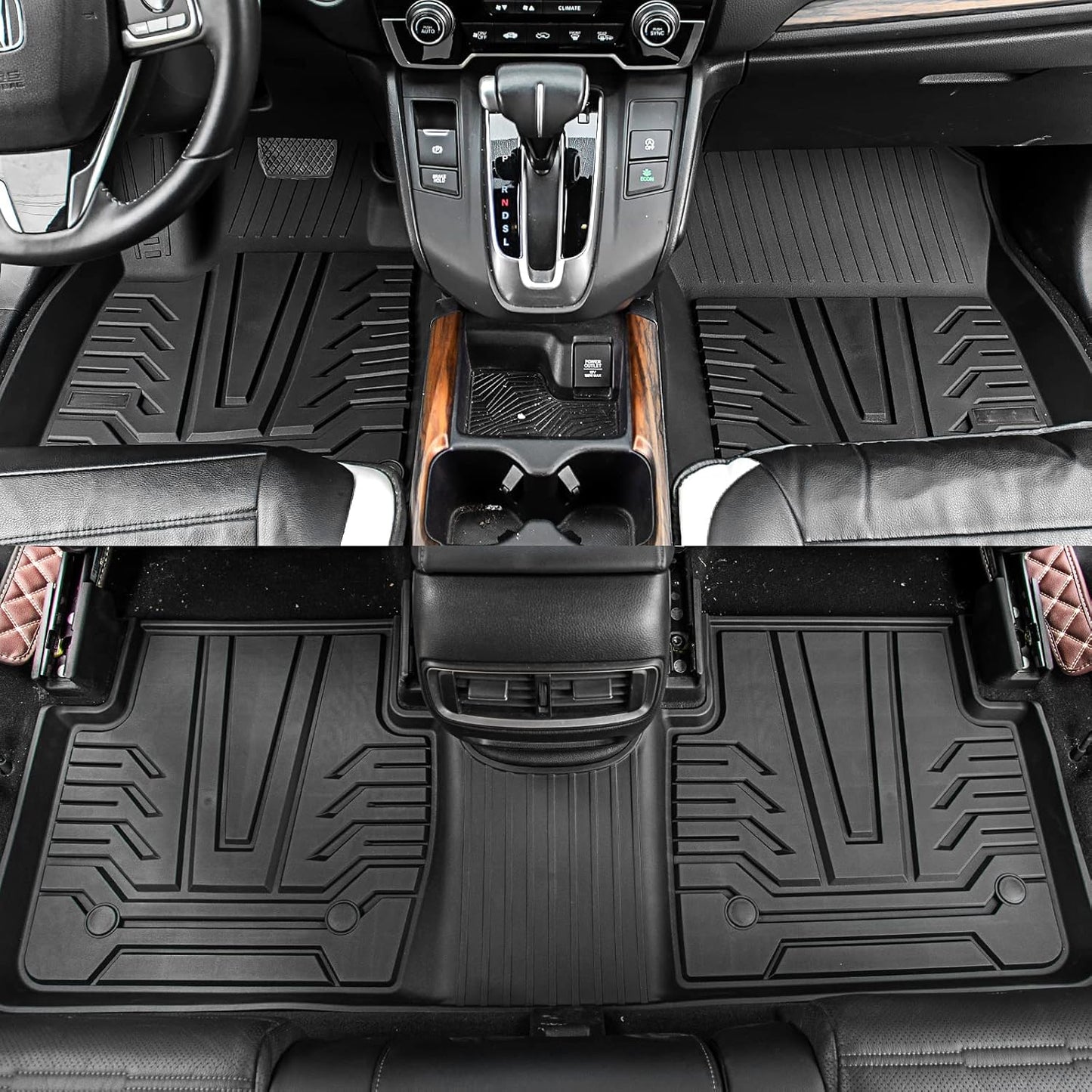 Rongtaod Floor Mats Compatible with 2017-2022 Honda CRV Cargo Mat Cargo Liner Trunk Mat Back Seat Cover Protector 2021 CR-V Accessories (Trunk Mats+Backrest Mats+Floor Mats)