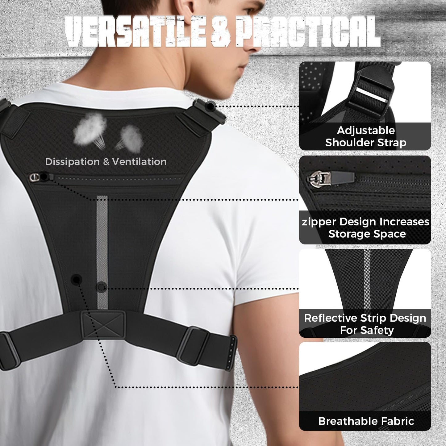 Outdoor Chest Bag For Men, EDC Chest Pack With Built-In Phone Holder, Lightweight Chest Rig Pouch