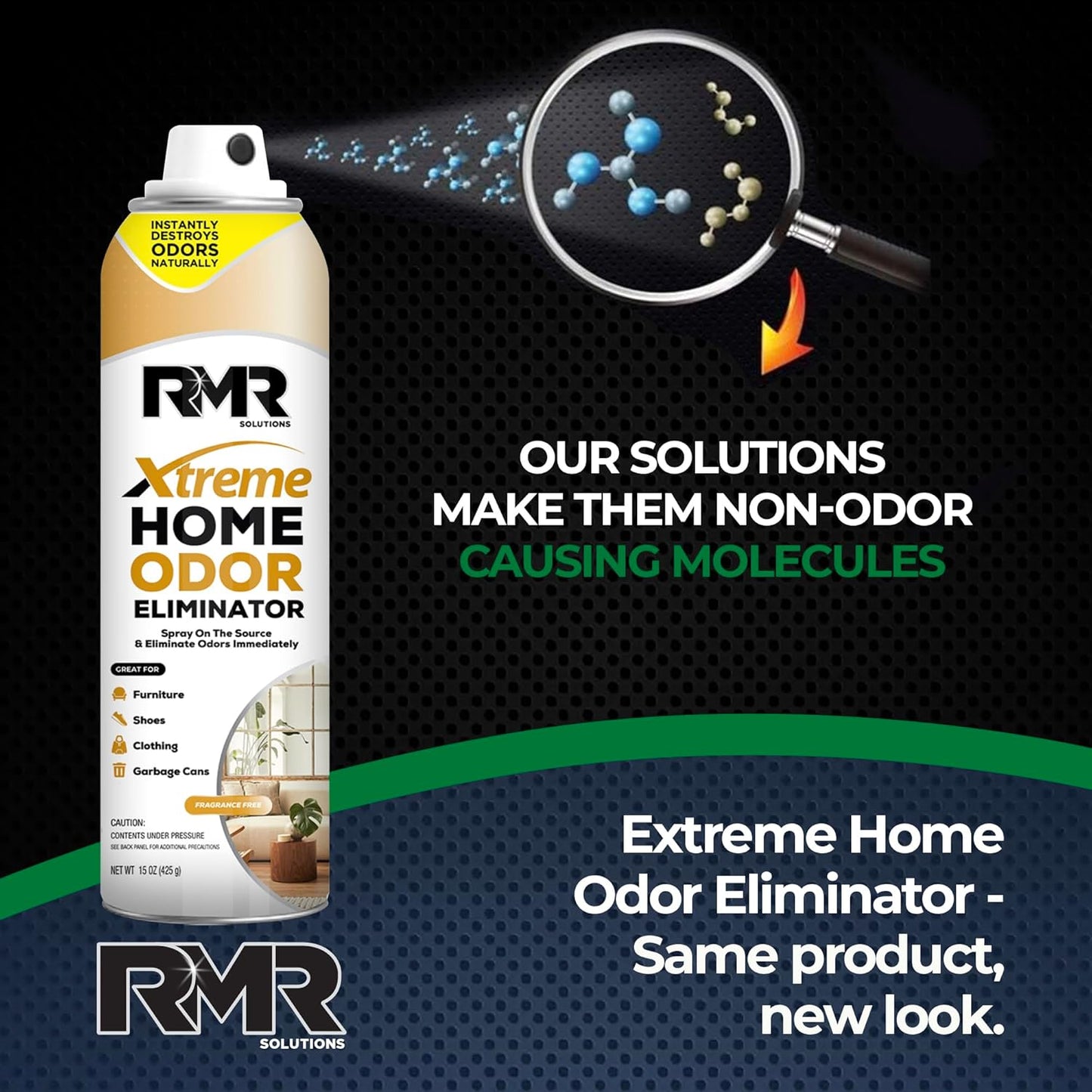 RMR Xtreme Home Odor Eliminator Spray - Neutralize Furniture, Clothing, Shoes, Garbage Cans, and More, 15 Ounces, Unscented