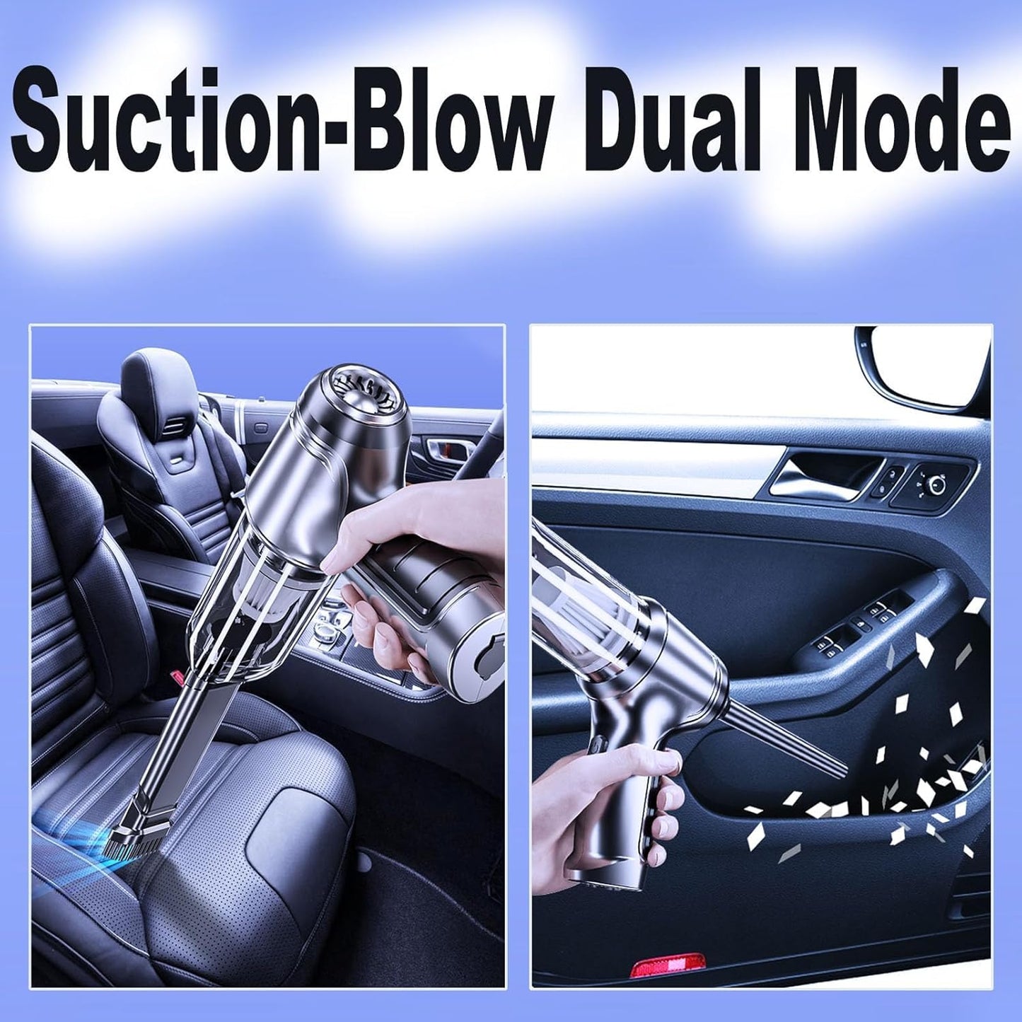 Vortix Smart Car Vacuum/Air Blower,Vortix Electric Air Duster & Vacuum,12000pa High Power Brushless Motor Wireless Handheld Car Vacuum Cleaner with Washable Filter & Storage Bag (Gray)