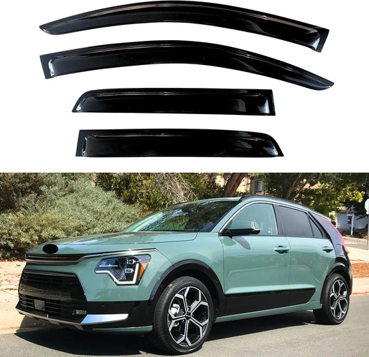 KPY Window Visors Compatible with Kia NIRO 2023-2025, 4PC Rain Guard Side Vent Deflectors Tape-On Style, 2023 2024 2025
