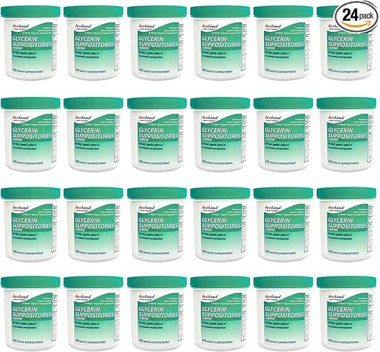 Glycerin Suppositories – 100 Adult Size Laxative Suppositories for Men and Women – Fast and Gentle Relief Suppositories for Constipation – Comfortable Shape Adult Suppository (24 PK)