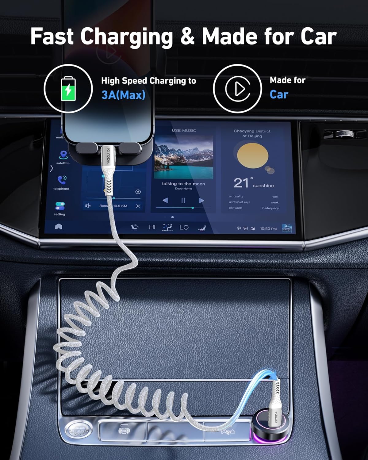 USB C to C Cable 6ft for Car, Coiled Braided USB Type C Cable 66W Fast Charging Cord USBC Cables Compatible with iPhone 16 15 Pro Max, iPad, Samsung Galaxy, Google Pixel Phones-Silver 2Pack